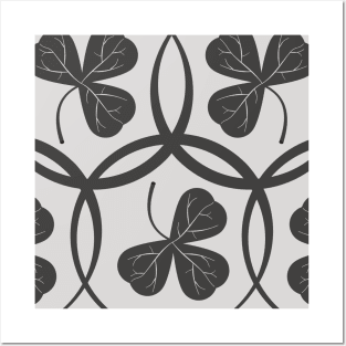 Grey Clover Pattern Posters and Art